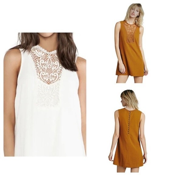 Free People 100% cotton off white Mirabelle mini dress size small - Picture 1 of 6